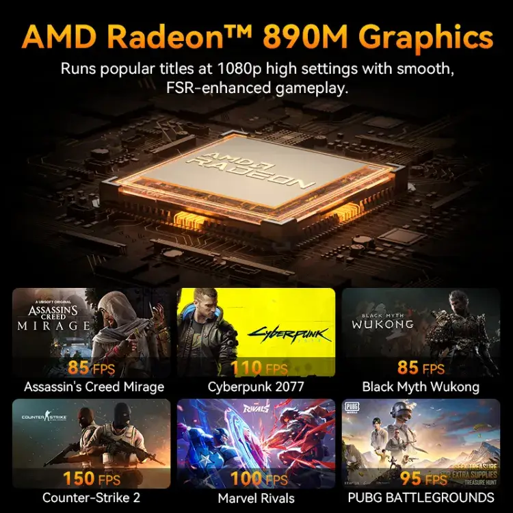 GEEKOM A9 MAX Mini PC with AMD Radeon 890M Graphics